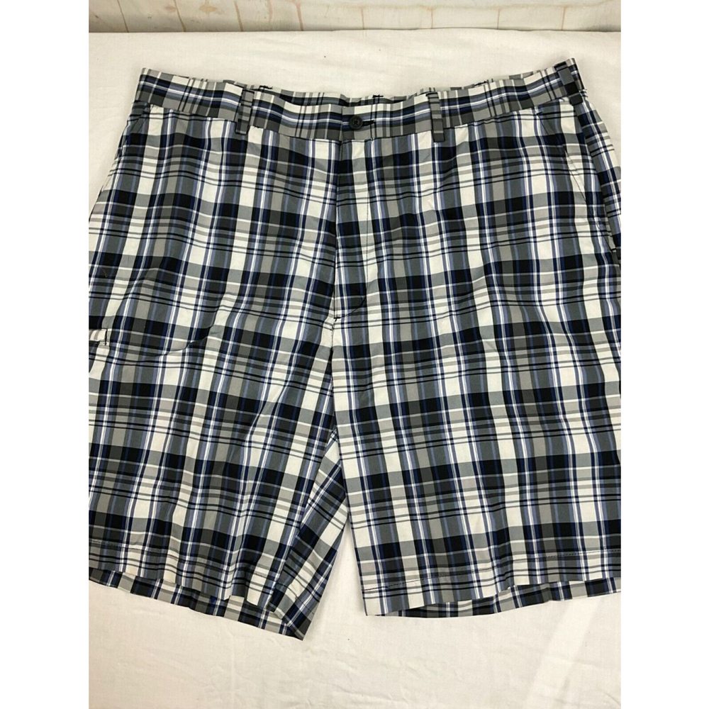 Men’s Grand Slam Performance Golf Chino Shorts Size 40 Blue Plaid Casual EUC